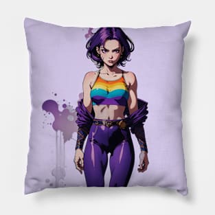 Rainbow Shirt Girl Pillow