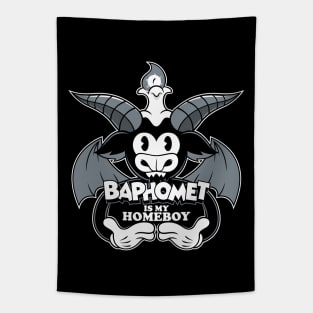 Baphomet Homeboy - Vintage Cartoon Creepy Cute Satanic Goat Tapestry