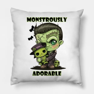 Monstrously Adorable Cute Frankenstein Monster with plushie Pillow