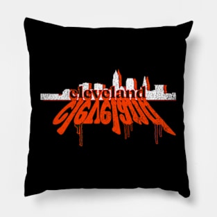 Cleveland Ohio American Football Cityscape Graffiti Skyline Pillow