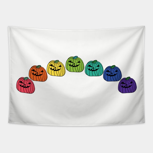 Spooky Pumpkin Rainbow for Halloween Tapestry by ellenhenryart