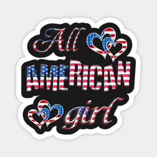 Patriotic All American Girl Red White And Blue Magnet