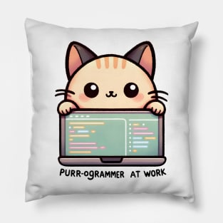 Coding Cat: Purr-ogrammer at Work Design Pillow