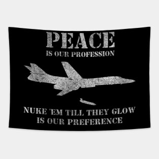 Retro B-1 Lancer Bomber Plane Funny Nuke Saying Tapestry