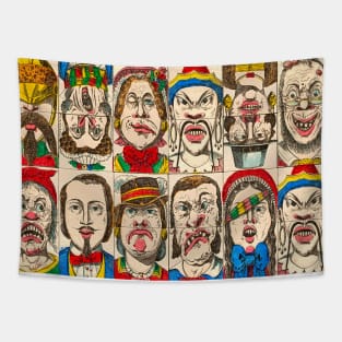 Comic faces of emotional humans Tapestry