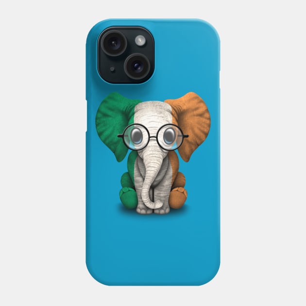 Baby Elephant with Glasses and Irish Flag Phone Case by jeffbartels