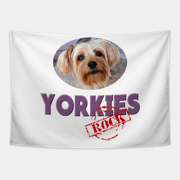 Yorkies Rock! Tapestry by Naves