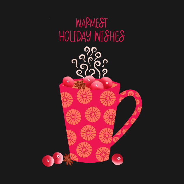 Cozy Winter Mugs & Hot Cranberry Tea Illustration by MarcyBrennanArt