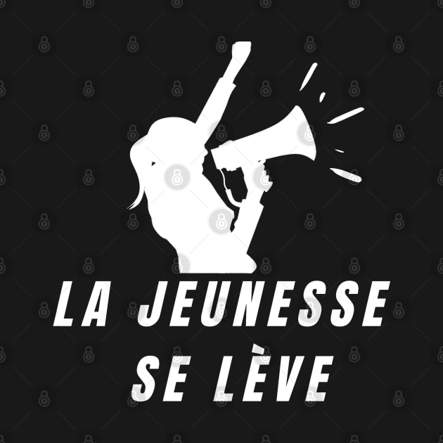 La Jeunesse se leve femme avec mégaphone by JulieVie Design