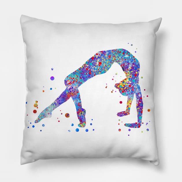 Gymnastics girl Pillow by RosaliArt