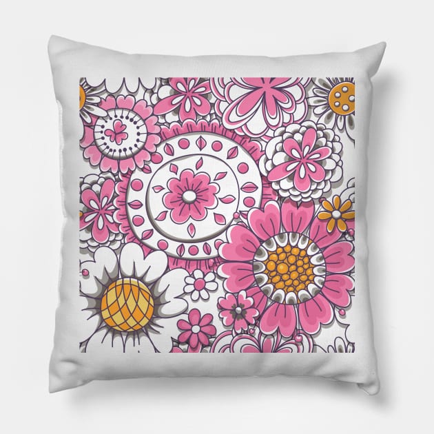 Doodled floral pattern Pillow by katerinamk