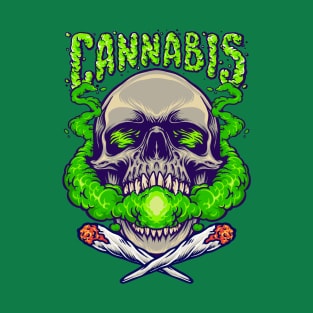 Cannabis - Skull Smoking Joint T-Shirt