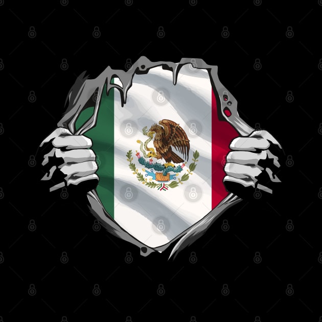 Two Hands Ripping Revealing Flag of Mexico by BramCrye