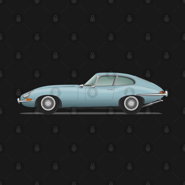 Jaguar E Type Fixed Head Coupe Silver Blue by SteveHClark