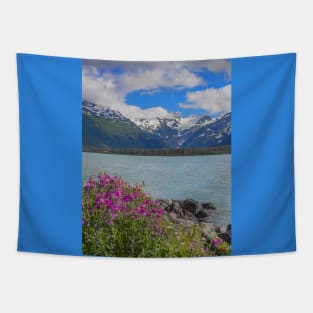 USA. Alaska. Lake with Wildflowers in the Foreground. Tapestry