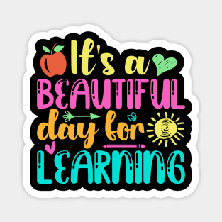 It's Beautiful Day For Learning Retro Teacher Students Women Magnet