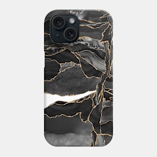 Black and Gold Glitter Agate Phone Case