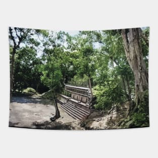 Colorized vintage photo of the Ruins of Copan Tapestry