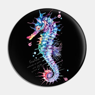 Seahorse painted with fantasy style watercolor 1 Pin