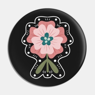 Modern Pink and Mint Flower Design Pin