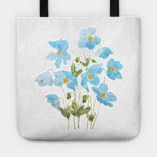 blue Himalayan blue poppy ink and  watercolor Tote