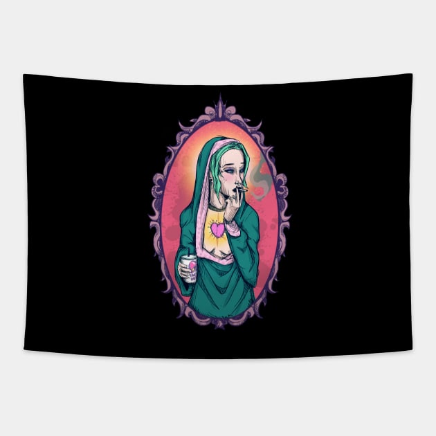 Modern Mary Tapestry by LVBart