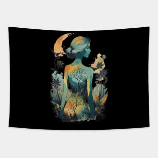 Vintage Nature Muse. Female body. Tapestry