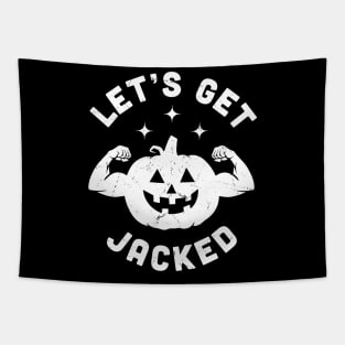 Let's Get Jacked Halloween Gym Workout Jack O Lantern Funny Tapestry