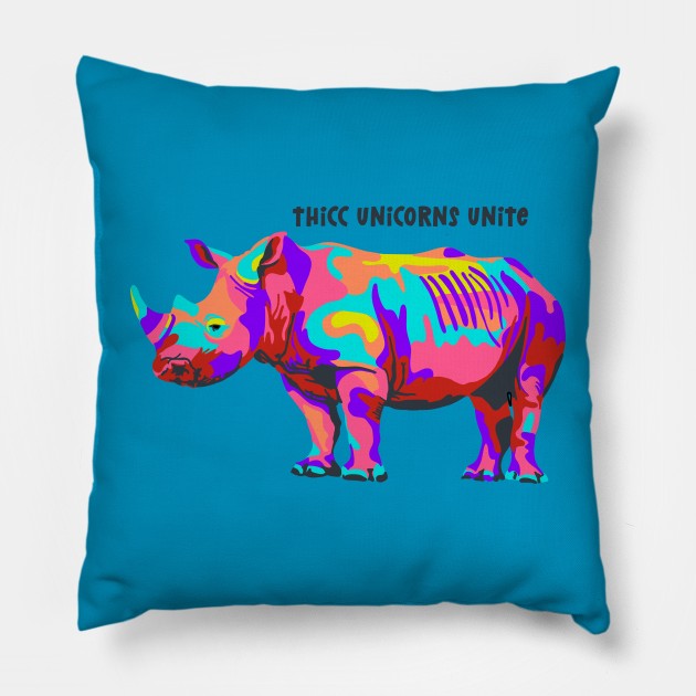 Thicc Unicorns Unite Pillow by Slightly Unhinged