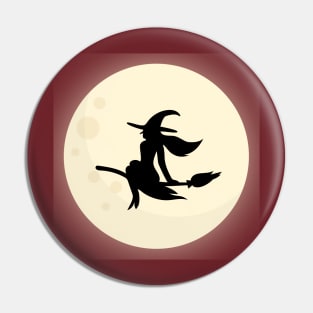 Flying Witch Moon Background Pin