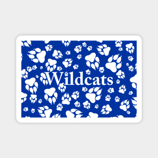 Wildcat Paw Prints Pattern White on Blue Digital Design Magnet