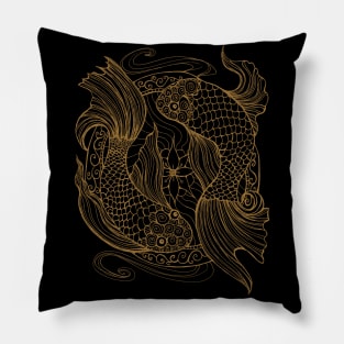 Two Koi Fish in a Mandala Pillow