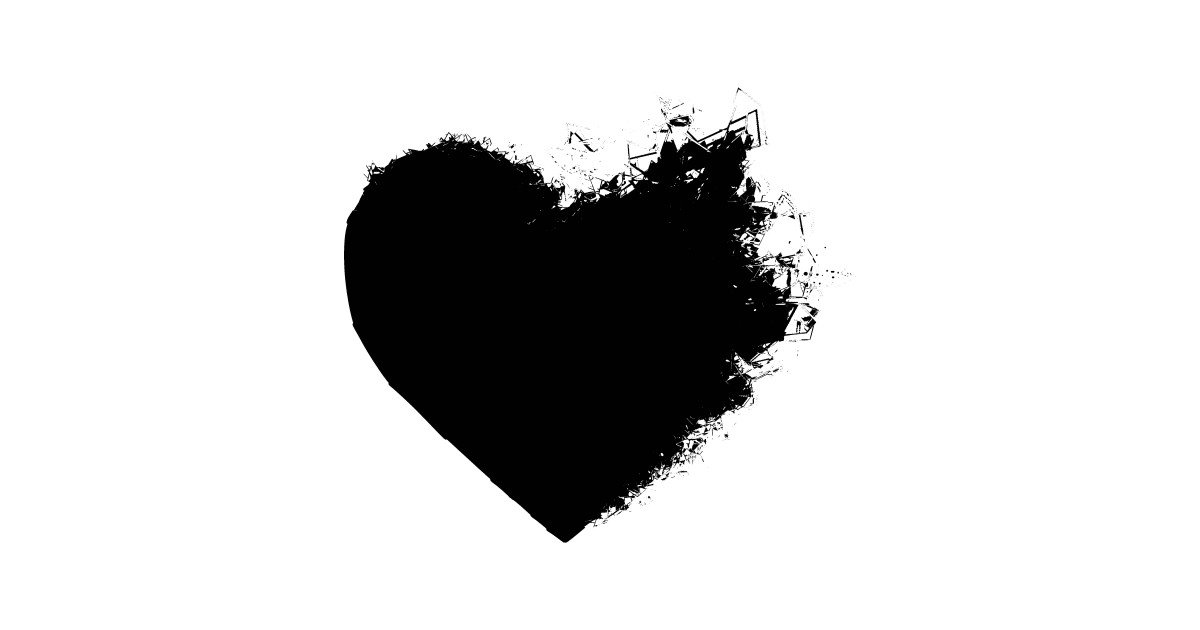 Broken Heart, Black - Heart - T-Shirt | TeePublic