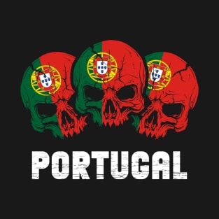 Portugal Flag Skulls With Text T-Shirt