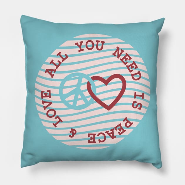 all you need peace & love, inspirational quote Pillow by Yurko_shop