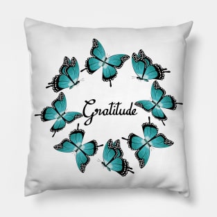 Gratitude - Blue Butterflies Pillow