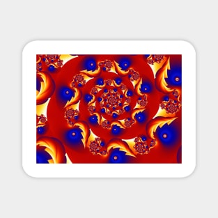 Red, blue and yellow spiral fractal Magnet