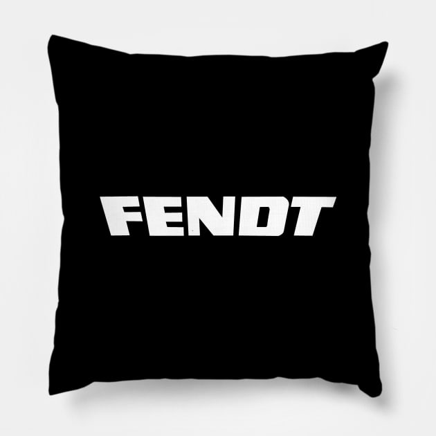 Fendt Tractor Logo Text white Pillow by TractorsLovers