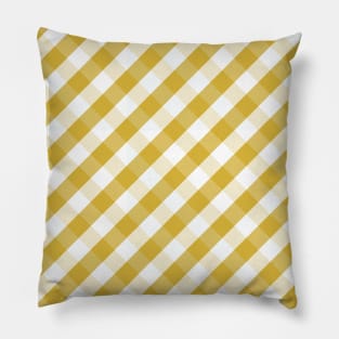 Mustard Yellow and White Check Gingham Plaid Pillow