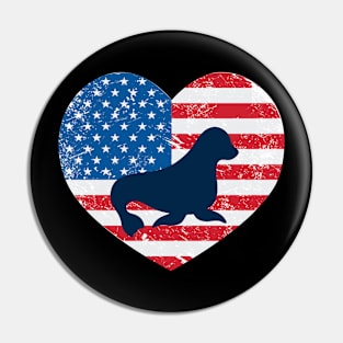 American Flag Heart Love Seal Usa Patriotic 4Th Of July Pin