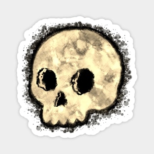 Sepia Dotted Halftone Cute Cartoon Skull Watercolor With Paint Splash Magnet