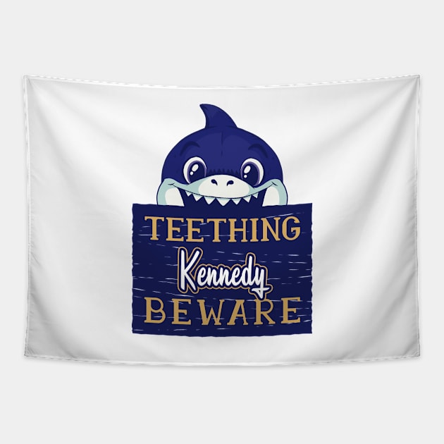 Kennedy - Funny Kids Shark - Personalized Gift Idea - Bambini Tapestry by Bambini
