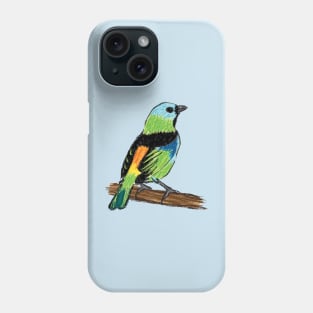 Artwork of a Green-Headed Tanager I Phone Case