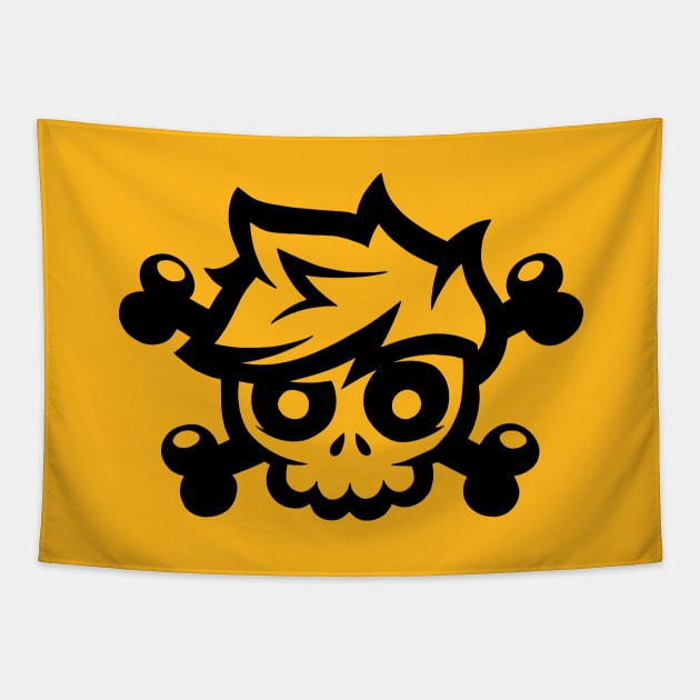 Black Skull and Crossbones Tapestry by Sketchy