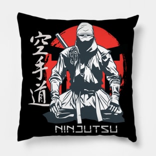 Ninjutsu Ninja Retro Vintage Samurai Warrior Pillow