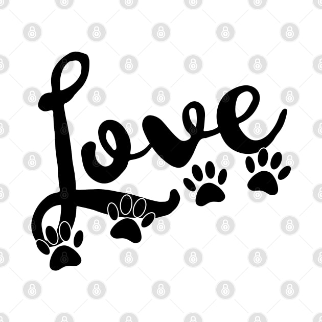 Love Typography With Dog Paw Prints by Braznyc