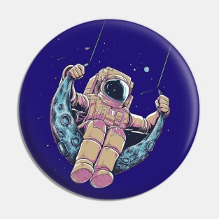 Astronaut in moon swing Pin