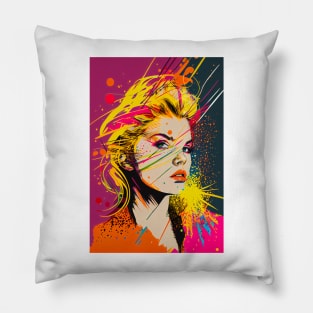 Modern woman in pop-art style portait Pillow