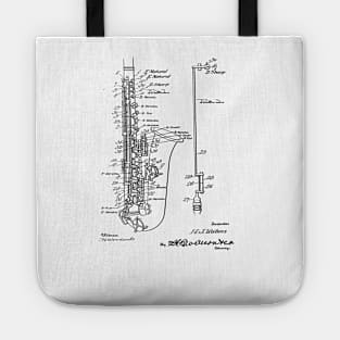 saxophone vintage patent drawing Tote