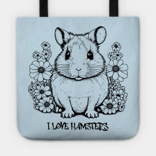 I love hamsters, Cute Hamster design Vintage Style Black and White Tote